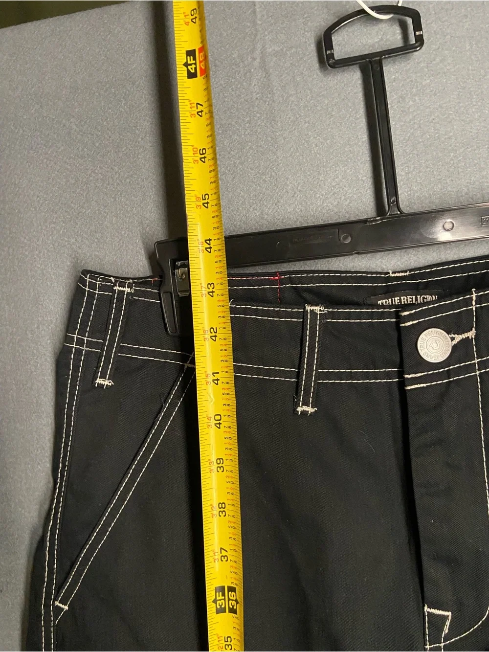 True Religion Men’s Black Cargo Pants with Contrast Stitching